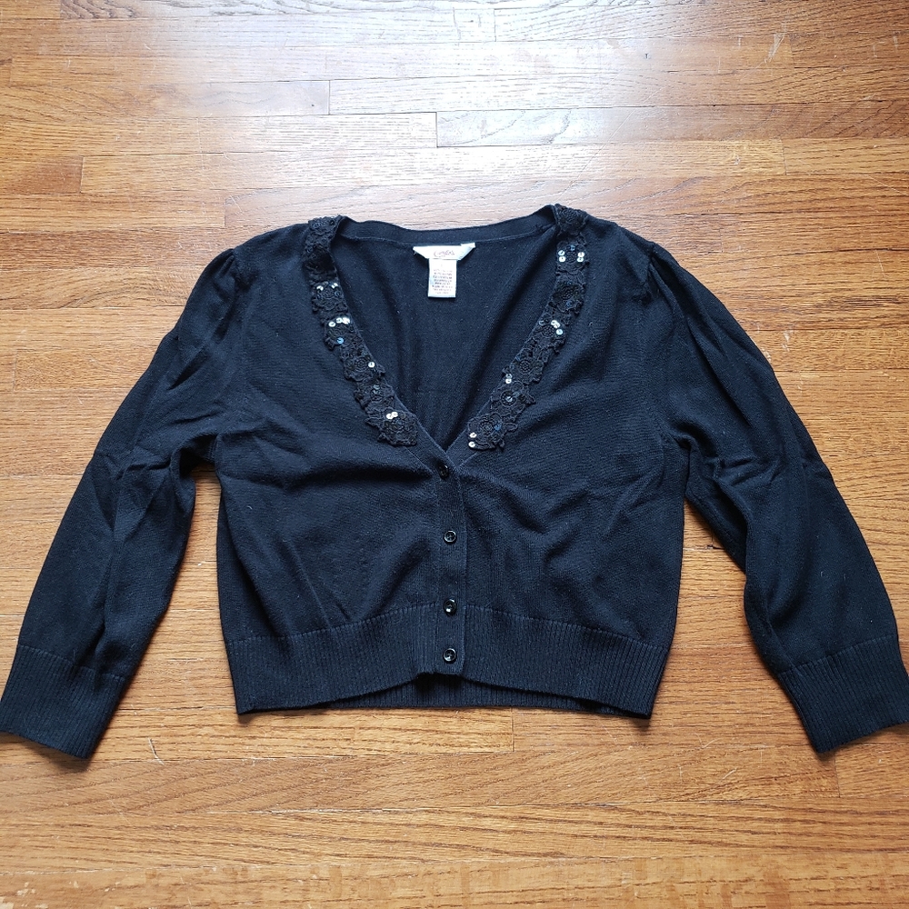 Candie's | L/S Sequin Cropped Cardigan | L